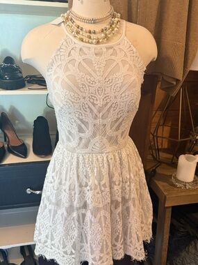 Lace Halter Mini Dress